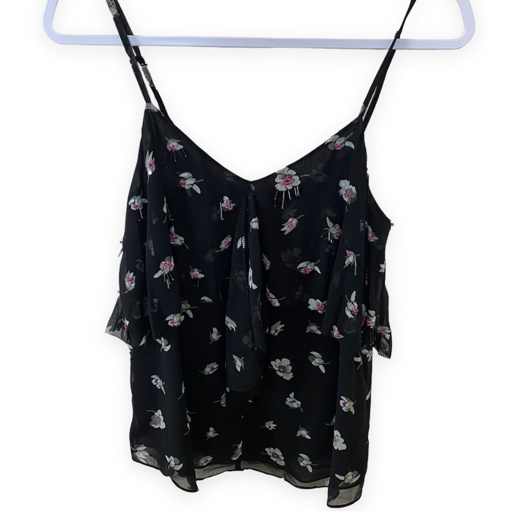 Rebecca Taylor Beaded Floral Tank Top